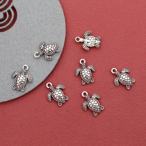 Pendentifs animaux en alliage de zinc, tortue, Placage de couleur argentée, DIY, 16x13mm, 100PC/sac, Vendu par sac