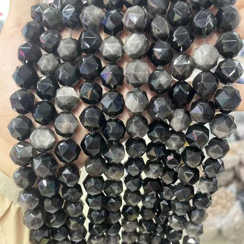 Gemstone Jewelry Beads, Silver Obsidian, DIY, mixed colors, 12mm, Sold Per 38 cm Strand