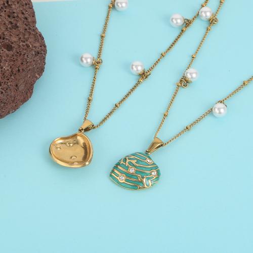 Collier de bijoux en acier inoxydable, Acier inoxydable 304, avec perle de plastique, Placage, bijoux de mode & émail & avec strass, plus de couleurs à choisir, Vendu par PC