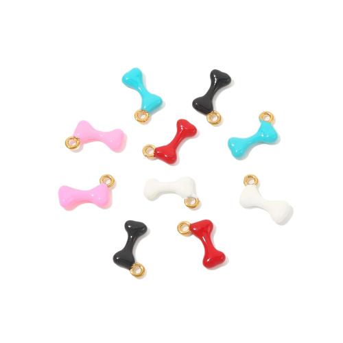 Bijoux pendentifs en acier inoxydable , Acier inoxydable 304, os, Placage de couleur d'or, DIY & émail, doré, 10PC/sac, Vendu par sac