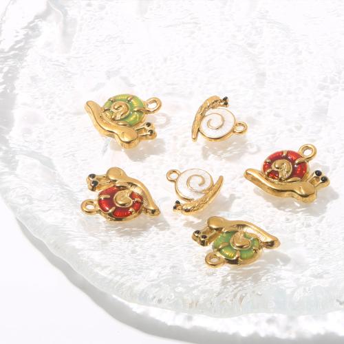 Acier inoxydable animaux Pendentifs, Acier inoxydable 304, escargot, Placage de couleur d'or, DIY & émail, doré, 10PC/sac, Vendu par sac