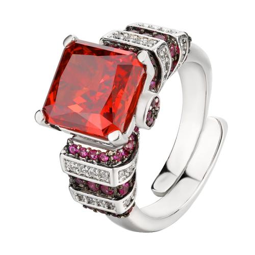 Bague en laiton, Placage de couleur d'or, bijoux de mode & pour femme & avec strass, plus de couleurs à choisir, Vendu par PC