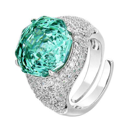 Rhinestone Finger Ring, Brass, with Cubic Zirconia, fashion jewelry & for woman & with rhinestone, more colors for choice, Sold By PC