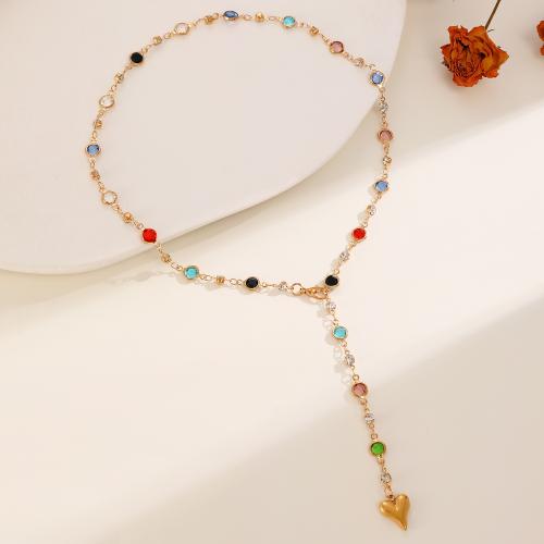 Collier de bijoux en acier inoxydable, Acier inoxydable 304, Placage de couleur d'or, bijoux de mode & pavé de micro zircon, plus de couleurs à choisir, Vendu par PC