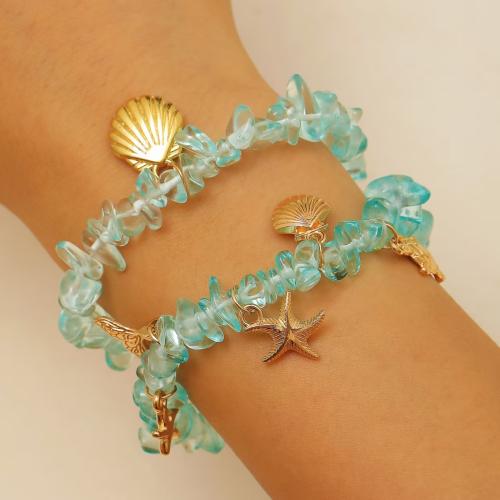 ensemble de bijoux de pierre gemme, Bracelet & collier, plastique revêtu de cuivre, avec Gravier naturel & porcelaine & alliage de zinc, Placage de couleur d'or, bijoux de mode, plus de couleurs à choisir, Vendu par PC