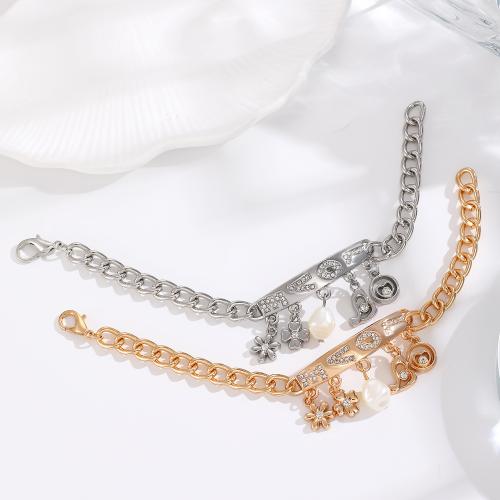 Pulsera de Aleación de Zinc, con Perlas plásticas, chapado en color dorado, Joyería & con diamantes de imitación, más colores para la opción, Vendido por UD