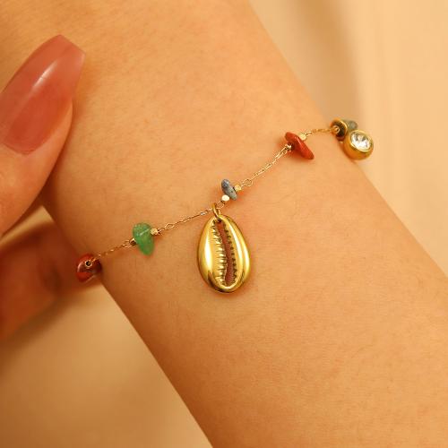 Gemstone Bracelets, Tibetan Style, with Natural Gravel, gold color plated, fashion jewelry & micro pave cubic zirconia, more colors for choice, Sold By PC