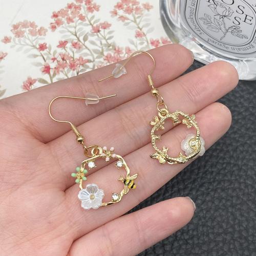 Pendientes de Aleación de Zinc, con Plástico, chapado en color dorado, Joyería & esmalte & con diamantes de imitación, más colores para la opción, Vendido por Par
