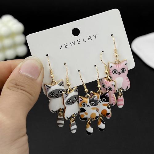 Tibetan Style Drop Earrings, gold color plated, fashion jewelry & enamel, more colors for choice, 160x90mm, Length:7 cm, 3Pairs/Set, Sold By Set