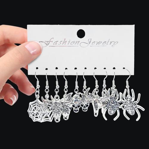 Tibetan Style Drop Earrings, gold color plated, fashion jewelry, silver color, 5Pairs/Set, Sold By Set