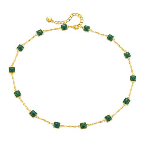 Brass Necklace, plated, fashion jewelry & for woman & enamel, golden, Sold By PC