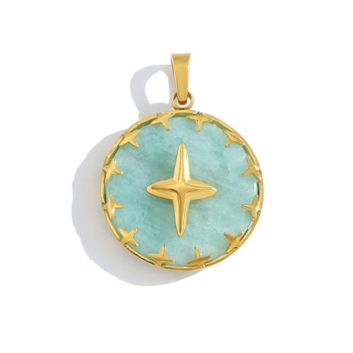 Gemstone Pendants Jewelry, 304 Stainless Steel, with Natural Stone, 18K gold plated, DIY & different materials for choice & different styles for choice, Sold By PC