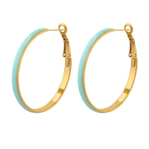 Titanium Steel  Earring, plated, fashion jewelry & for woman & enamel, more colors for choice, Sold By PC
