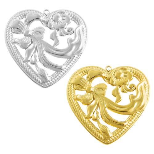 Stainless Steel Heart Pendants, 304 Stainless Steel, plated, DIY & hollow, more colors for choice, 10PCs/Bag, Sold By Bag