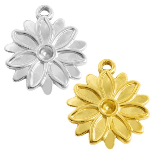 Stainless Steel Pendant Setting, 304 Stainless Steel, Flower, plated, DIY, more colors for choice, 10PCs/Bag, Sold By Bag