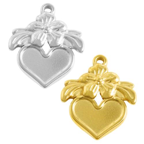 Pendentif en acier inoxydable Cadre, Acier inoxydable 304, coeur, Placage, DIY, plus de couleurs à choisir, 10PC/sac, Vendu par sac