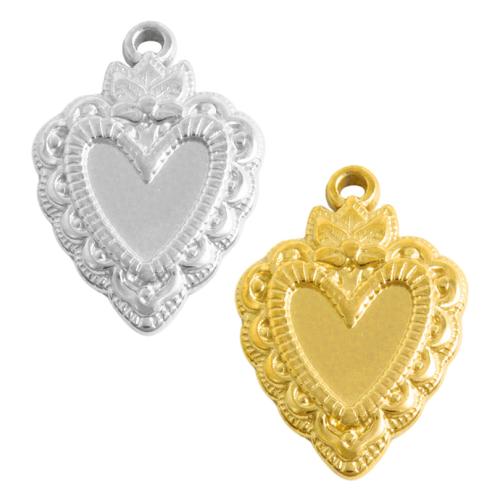 Stainless Steel Pendant Setting, 304 Stainless Steel, Heart, plated, DIY, more colors for choice, 10PCs/Bag, Sold By Bag