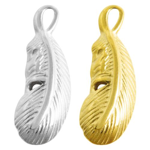 Stainless Steel Pendants, 304 Stainless Steel, Feather, plated, DIY, more colors for choice, 10PCs/Bag, Sold By Bag