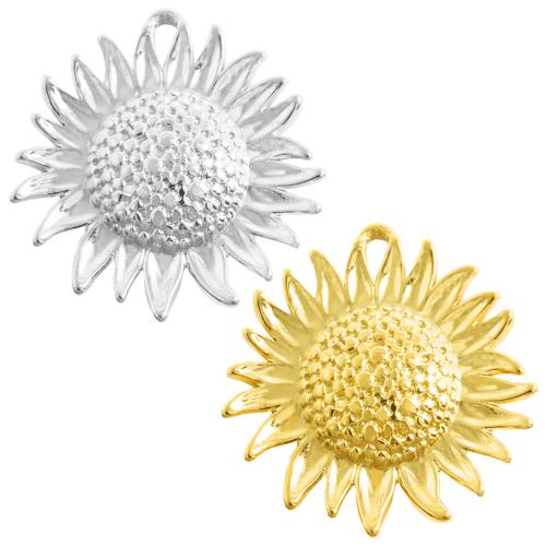 Stainless Steel Flower Pendant, 304 Stainless Steel, Sunflower, plated, DIY, more colors for choice, 10PCs/Bag, Sold By Bag