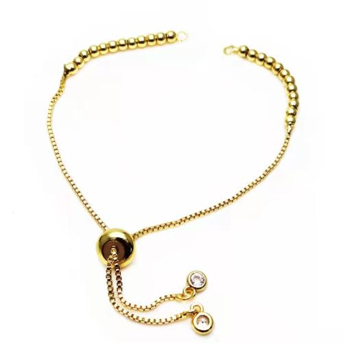 Messing-Armband-Ergebnisse, Messing, goldfarben plattiert, DIY & Micro pave Zirkonia, goldfarben, frei von Nickel, Blei & Kadmium, 10mm, verkauft per 18.5 cm Strang