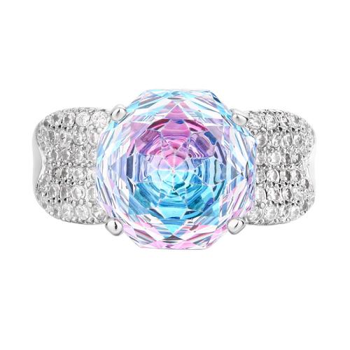 Rhinestone Finger Ring, Brass, with Cubic Zirconia, fashion jewelry & for woman & with rhinestone, more colors for choice, Sold By PC