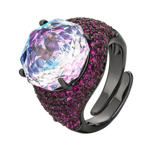 Rhinestone Finger Ring, Brass, with Cubic Zirconia, fashion jewelry & for woman & with rhinestone, more colors for choice, Sold By PC