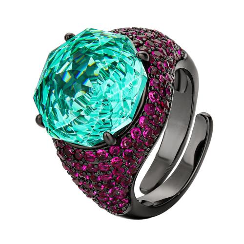 Rhinestone Finger Ring, Brass, with Cubic Zirconia, fashion jewelry & for woman & with rhinestone, more colors for choice, Sold By PC