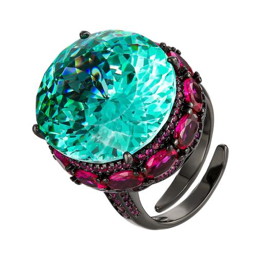 Rhinestone Finger Ring, Brass, with Cubic Zirconia, gold black plated, fashion jewelry & for woman & with rhinestone, more colors for choice, Sold By PC