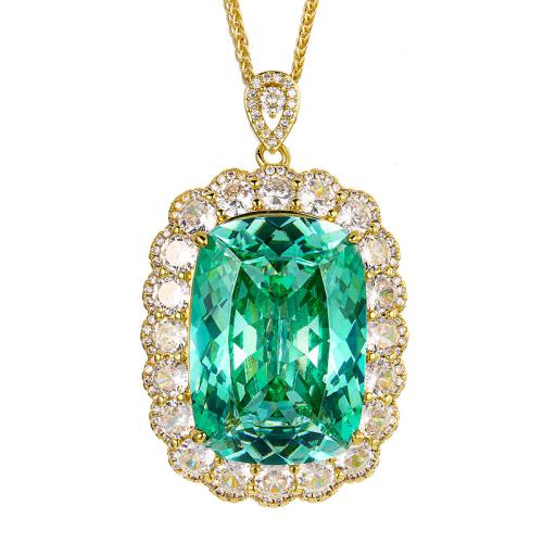 Brass Necklace, with Cubic Zirconia, with 5cm extender chain, gold color plated, fashion jewelry & for woman & with rhinestone, more colors for choice, Length:45 cm, Sold By PC