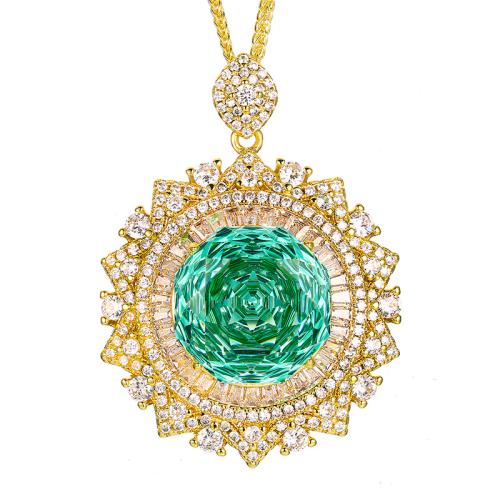 Brass Necklace, with Cubic Zirconia, with 5cm extender chain, gold color plated, fashion jewelry & for woman & with rhinestone, more colors for choice, Length:45 cm, Sold By PC