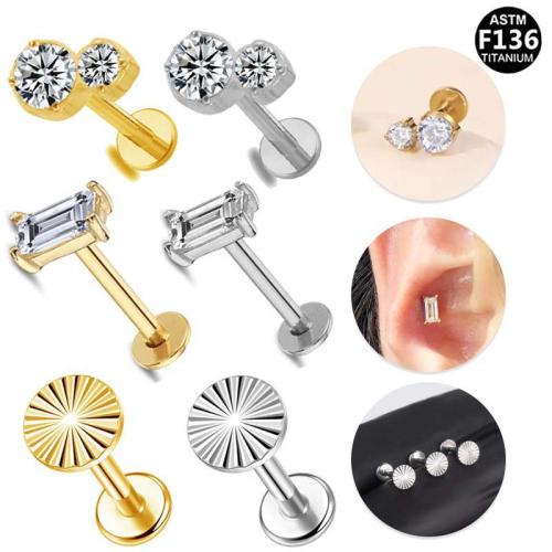 Aleación de titanio pendiente de perforación, chapado, unisexo & diferentes estilos para la opción & con diamantes de imitación, 8mm, Vendido por UD