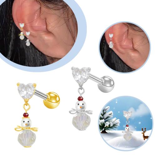 Partículas de acero pendiente de perforación, Hombre de Nieve, chapado, unisexo & micro arcilla de zirconia cúbica, más colores para la opción, Vendido por UD