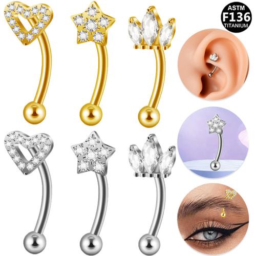 Titanium Alloy Piercing Earring, with Tibetan Style, plated, Unisex & different styles for choice & micro pave cubic zirconia, 10mm, Sold By PC