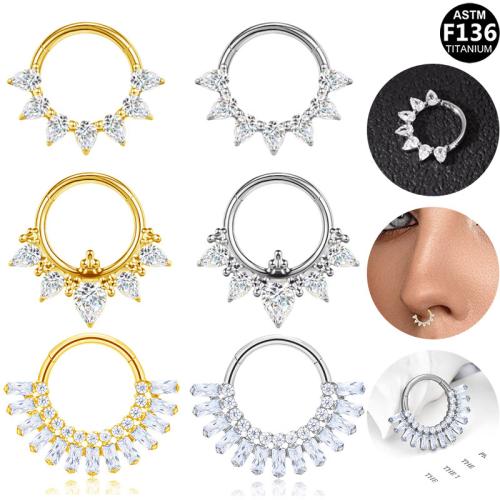 Titan Legierung Nasepiercing Schmuck, plattiert, unisex & verschiedene Stile für Wahl & mit Strass, Innendurchmesser:ca. 8mm, verkauft von PC