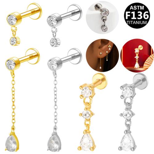 Titan Legierung Ohrpiercing, plattiert, unisex & verschiedene Stile für Wahl & Micro pave Zirkonia, verkauft von PC