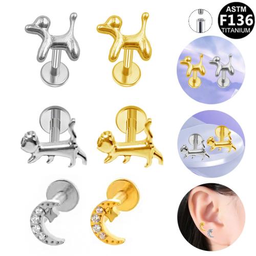 Titan Legierung Ohrpiercing, plattiert, unisex & verschiedene Stile für Wahl & mit Strass, 8mm, verkauft von PC