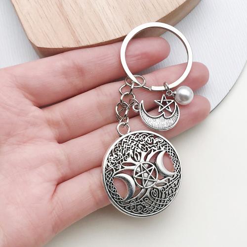 Bag Purse Charms Keyrings Keychains, Tibetan Style, with Plastic Pearl, gold color plated, fashion jewelry, silver color, 95x34mm, Sold By PC