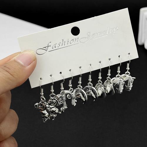 Tibetan Style Drop Earrings, gold color plated, fashion jewelry, silver color, 99x88mm, 5Pairs/Set, Sold By Set