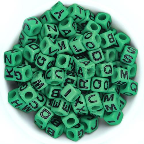 Alphabet Acrylic Beads, gold color plated, DIY, more colors for choice, 7x7mm, 2000PCs/Bag, Sold By Bag