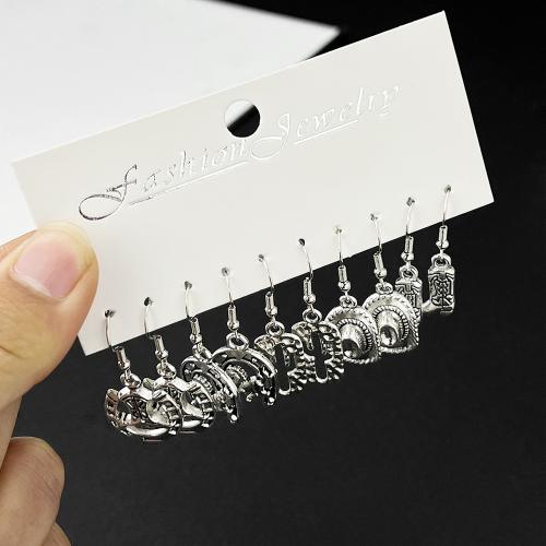 Tibetan Style Drop Earrings, gold color plated, fashion jewelry, silver color, 99x815mm, 5Pairs/Set, Sold By Set