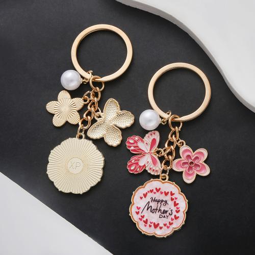 Bag Purse Charms Keyrings Keychains, Tibetan Style, with Plastic Pearl, gold color plated, fashion jewelry & enamel, more colors for choice, Sold By PC