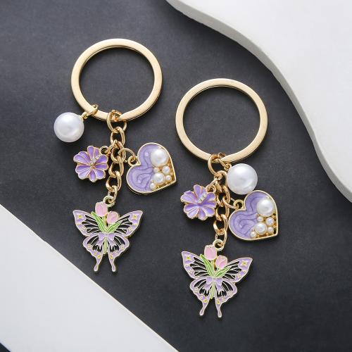 Bag Purse Charms Keyrings Keychains, Tibetan Style, with Plastic Pearl, gold color plated, fashion jewelry & enamel, more colors for choice, Sold By PC