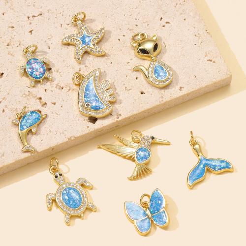 Gemstone Pendants Jewelry, Brass, with Opal, plated, DIY & micro pave cubic zirconia, more colors for choice, nickel, lead & cadmium free, 3PCs/Bag, Sold By Bag