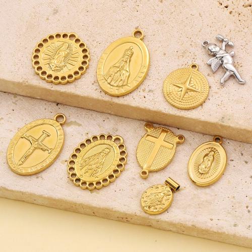 Stainless Steel Pendants, 304 Stainless Steel, gold color plated, DIY, golden, 5PCs/Bag, Sold By Bag