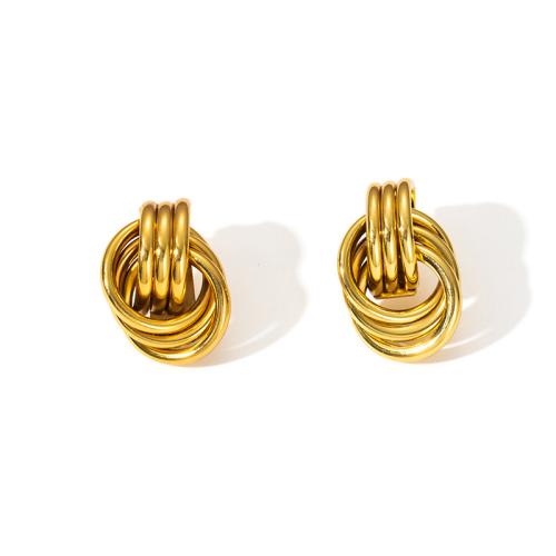 Stainless Steel Stud Earrings, 304 Stainless Steel, plated, fashion jewelry & for woman & hollow, golden, Sold By Pair