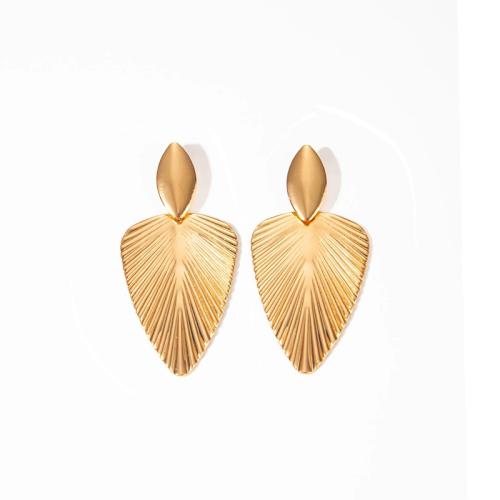 Stainless Steel Drop Earring, 304 Stainless Steel, Leaf, plated, fashion jewelry & for woman, golden, Sold By Pair
