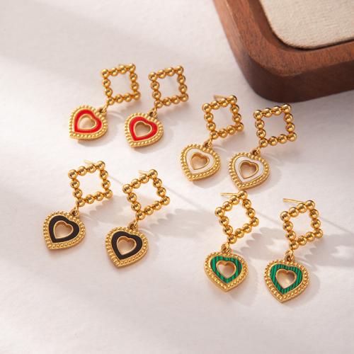 Acero inoxidable gota pendiente, acero inoxidable 304, con Acrílico, chapado, Joyería & para mujer & hueco, dorado, Vendido por Par