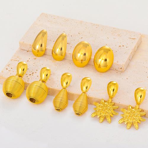 Acero inoxidable gota pendiente, acero inoxidable 304, chapado en color dorado, Joyería & diferentes estilos para la opción & para mujer, Vendido por Par