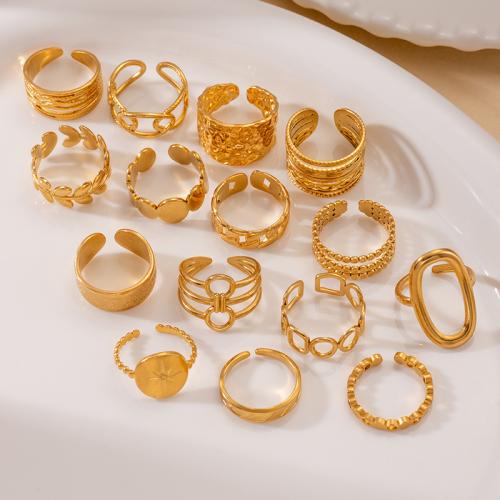 Bague en acier inoxydable, Acier inoxydable 304, Placage, bijoux de mode & unisexe & styles différents pour le choix, doré, Vendu par PC