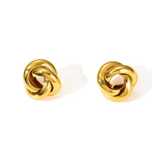 Stainless Steel Stud Earrings, 304 Stainless Steel, plated, fashion jewelry & for woman & hollow, golden, Sold By PC